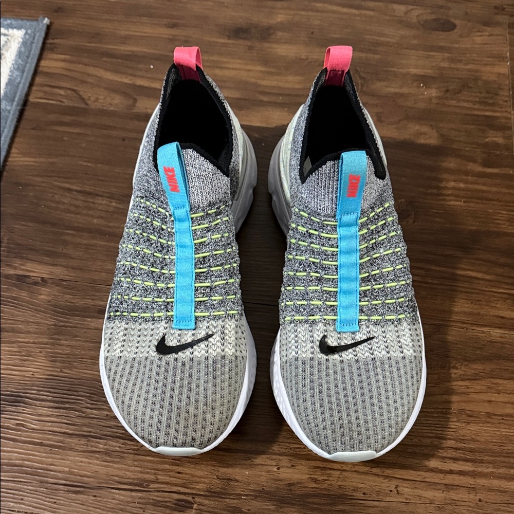 Nike Gray and Teal Knit Slip-On Shoes